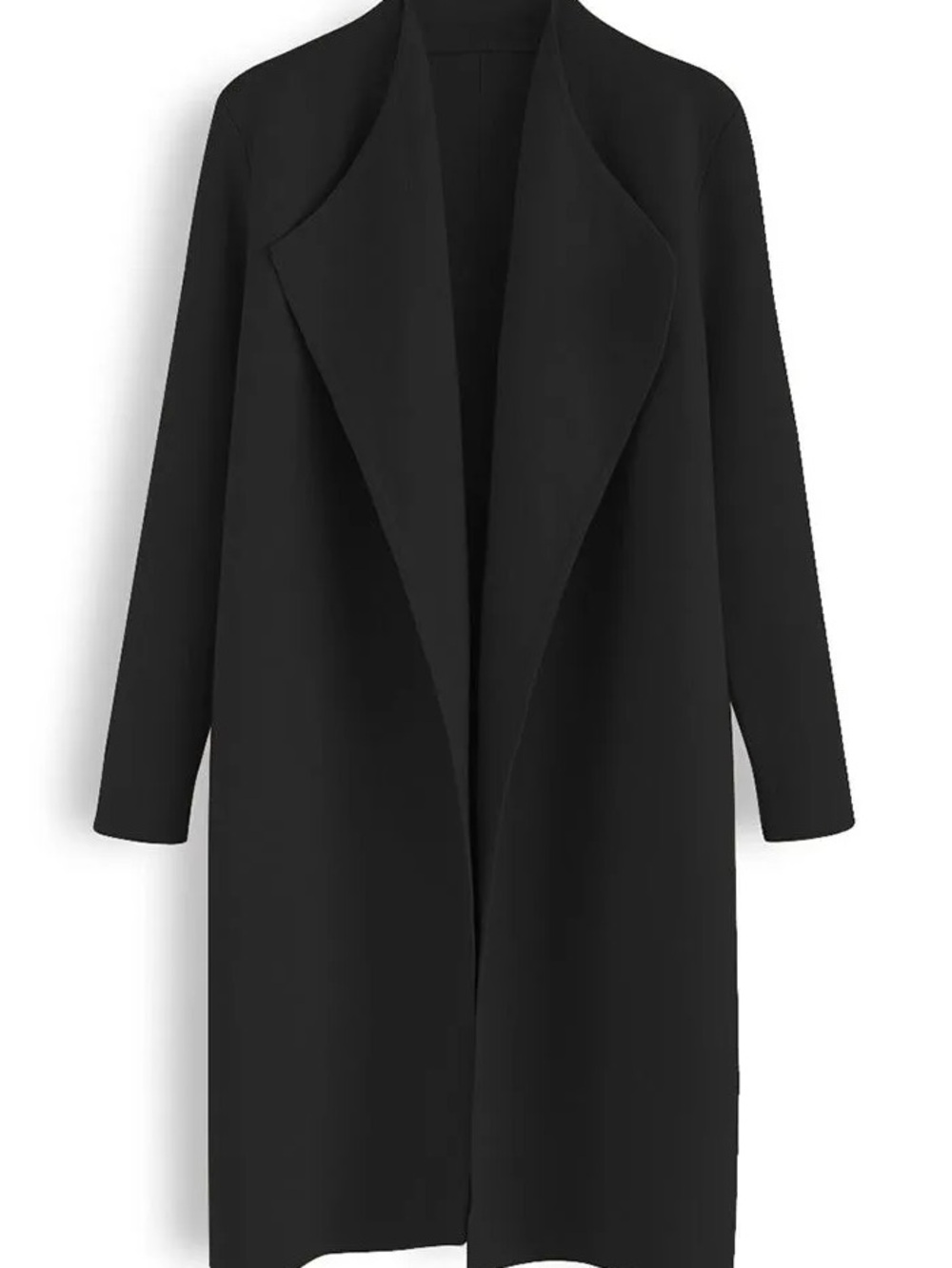 Chicwish Classy Open Front Knit Coat Black XL-XXL